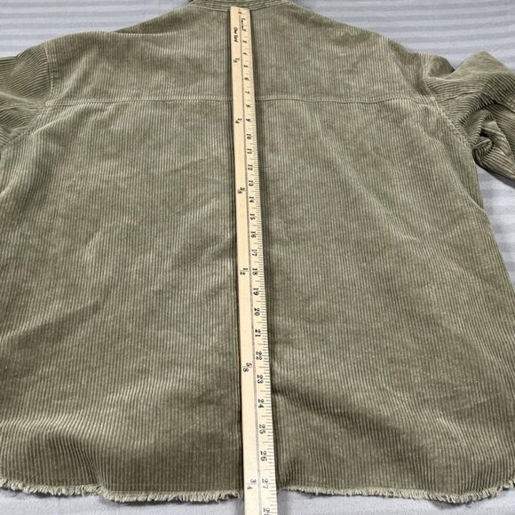 Zara Corduroy Shirt Jacket Womens Medium Olive Green Oversized Shacket Buttons - Picture 6 of 9